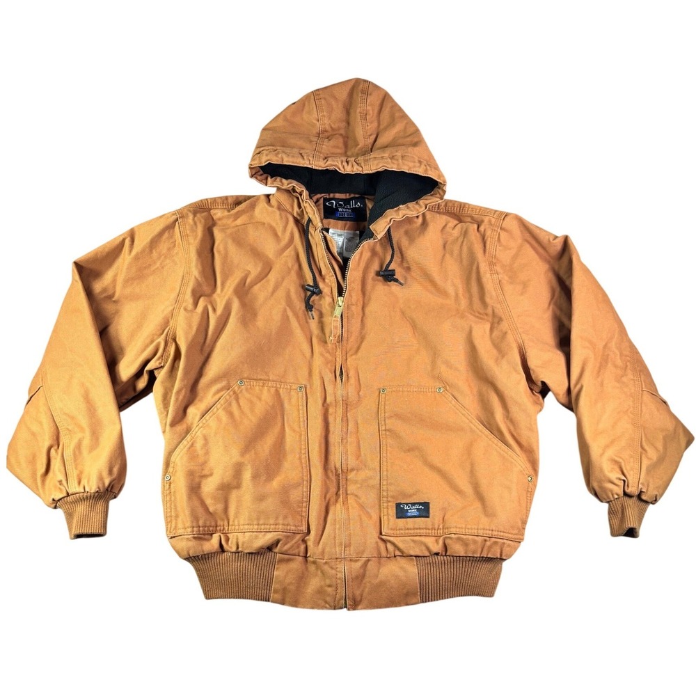 Walls Workwear Brown Cotton Duck Canvas Hooded Bomber Jacket Mens XL W35070WKBW